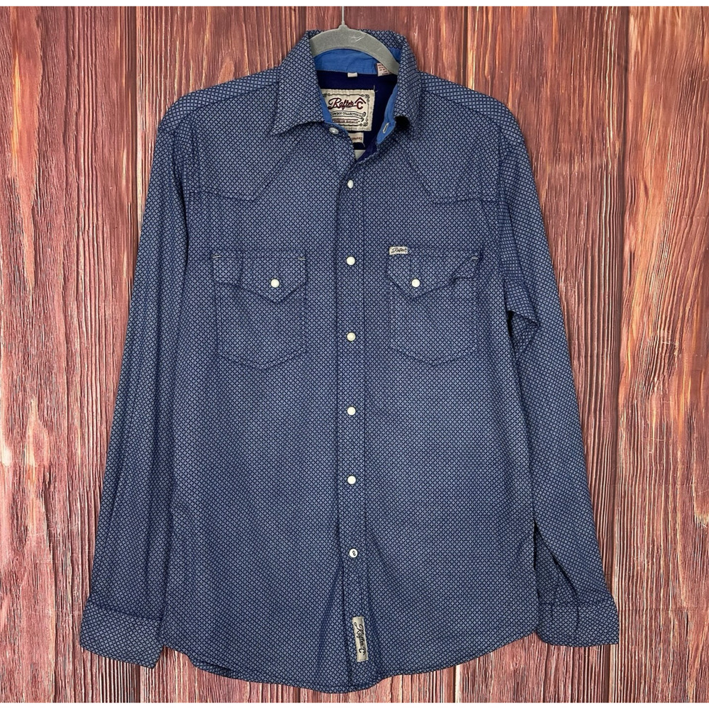 Rafter C Shirt Mens Size Small Pro Flex 45 Performance Western Cowboy Blue
